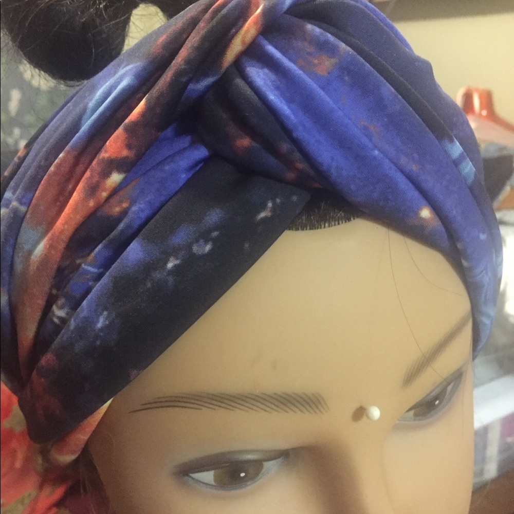 Galaxy print turban headwrap